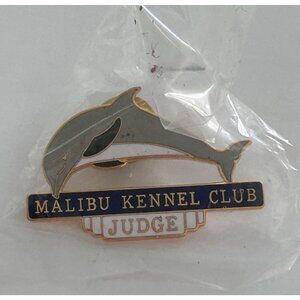 Vintage Malibu Kennel Club Judge Dolphin Enamel Lapel Badge Pin